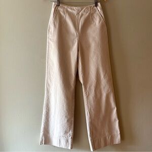 Cue Wide Leg Cream %100 Organic Cotton Pants, Size 6, 26 inch.